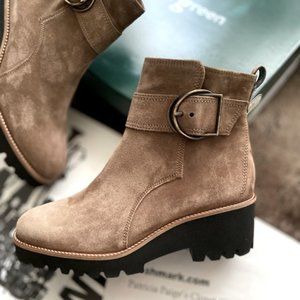 Paul Green Leather Wedge Lug Sole Boot